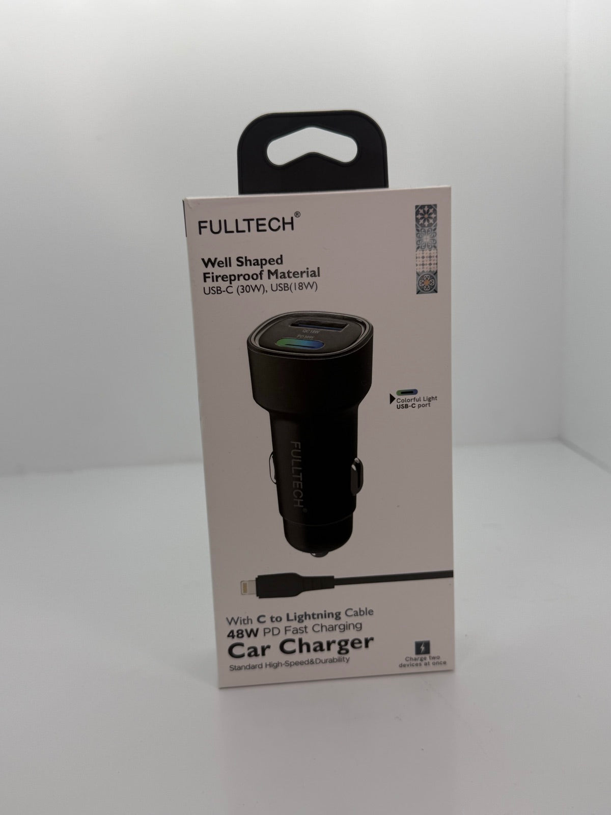 Fulltech FC17 48W USB-C + USB Araç Şarjı ve C-to-Lightning Kablo